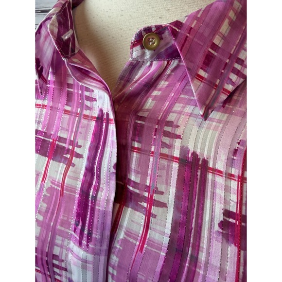 Soft Surroundings Blouse Long sleeve button front size XL Extra Large Pink Shirt - Picture 8 of 9